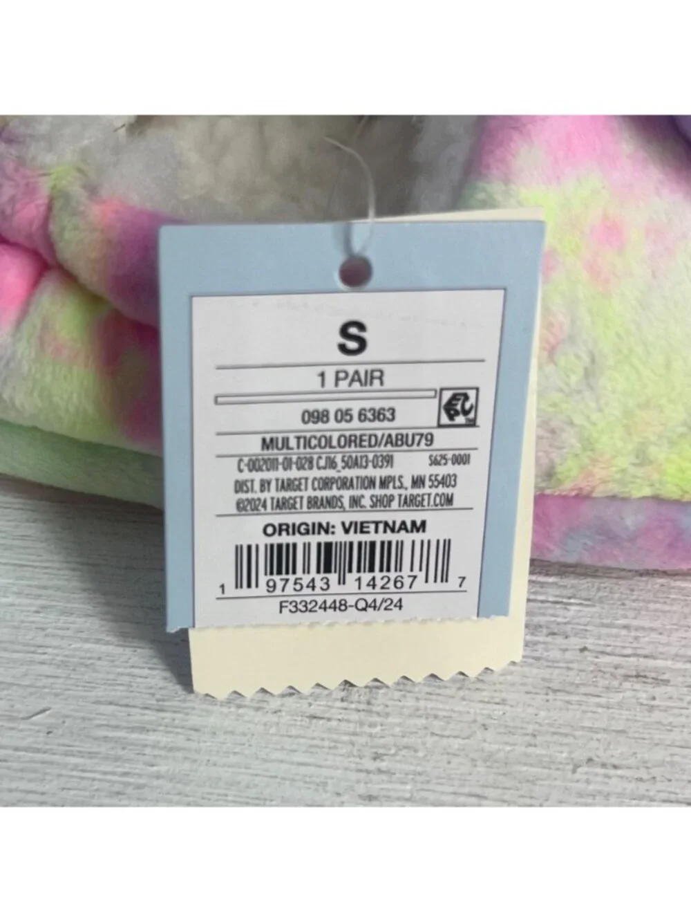 Cat & Jack Unicorn Slippers Plush Kids Size S 5-6 Multicolor New Faux Fur